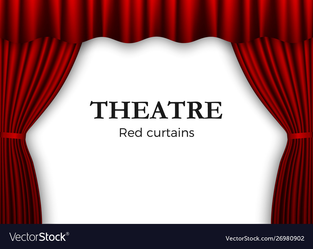 Open Red Theater Curtain Background For Banner Or Vector Image