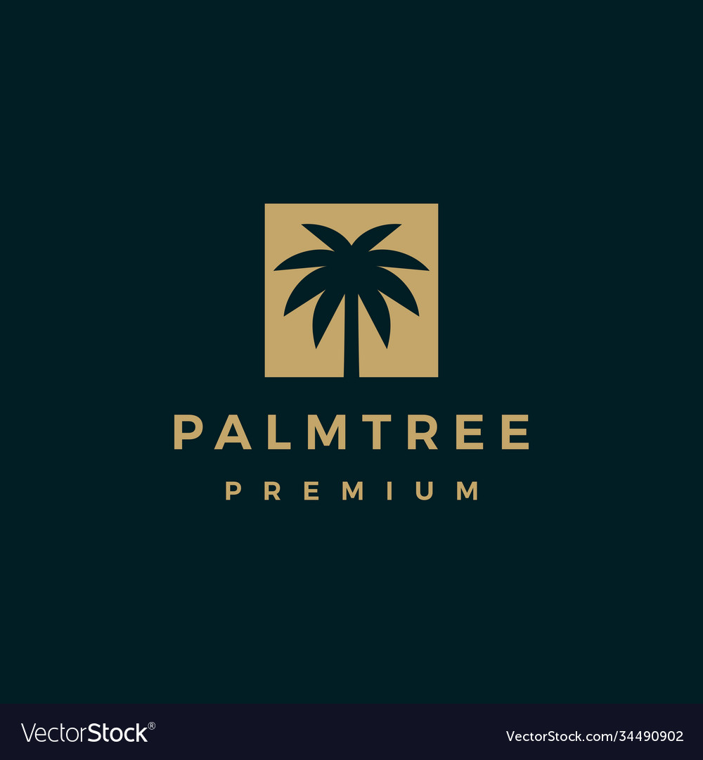 Palm tree gold logo icon Royalty Free Vector Image