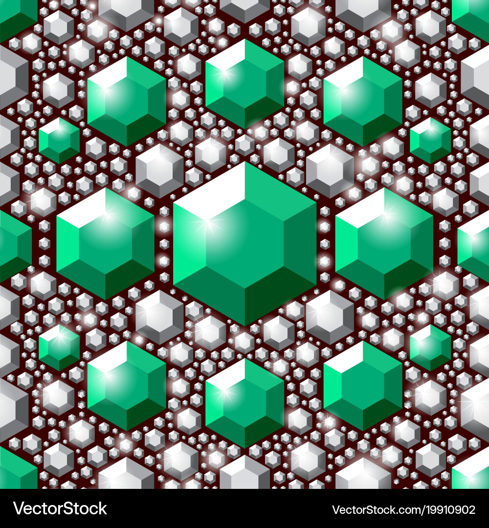 Seamless green crystals pattern Royalty Free Vector Image