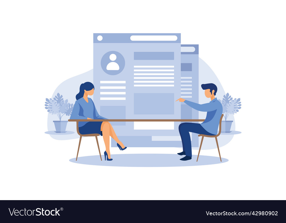 Small people fill out the form modern concept Vector Image