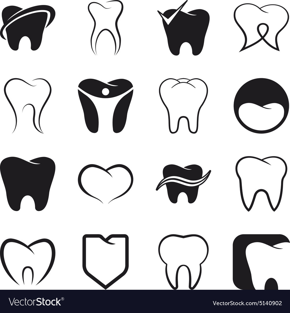 Tooth teeth icons set Royalty Free Vector Image