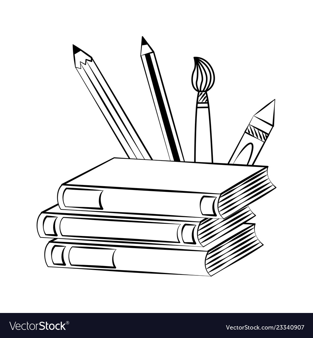 https://cdn3.vectorstock.com/i/1000x1000/09/07/books-pencils-brush-back-vector-23340907.jpg