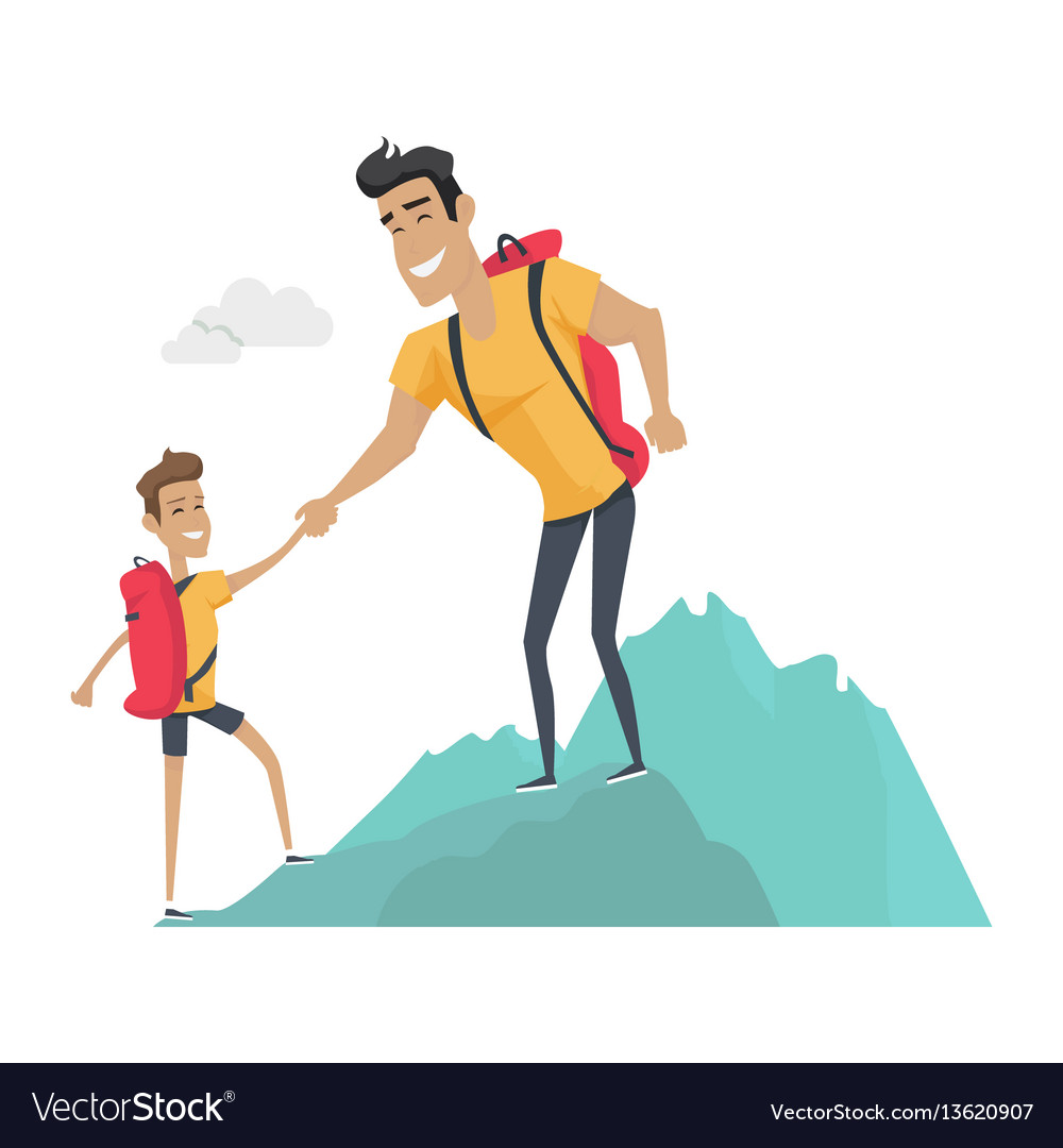 Daddy and son go camping sport activities Vector Image