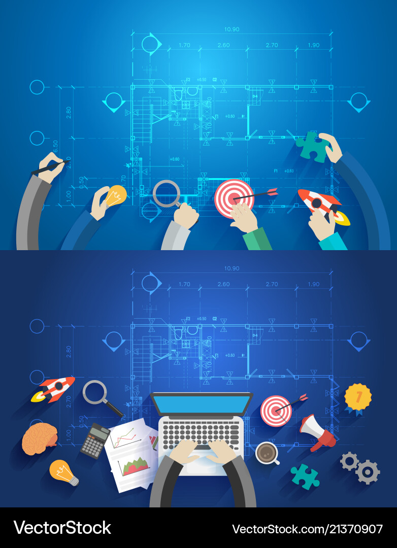 Interior designer discussing data working Vector Image
