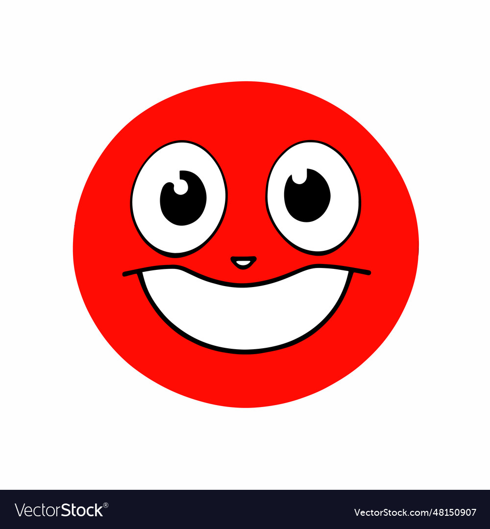 Red emoji face icon on white background Royalty Free Vector