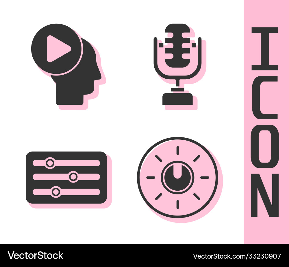 Set dial knob level technology settings head Vector Image