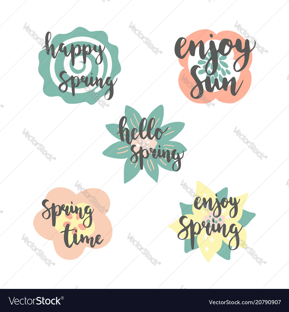 Spring time lettering with colorful flowers vector image Spring time lettering with colorful flowers