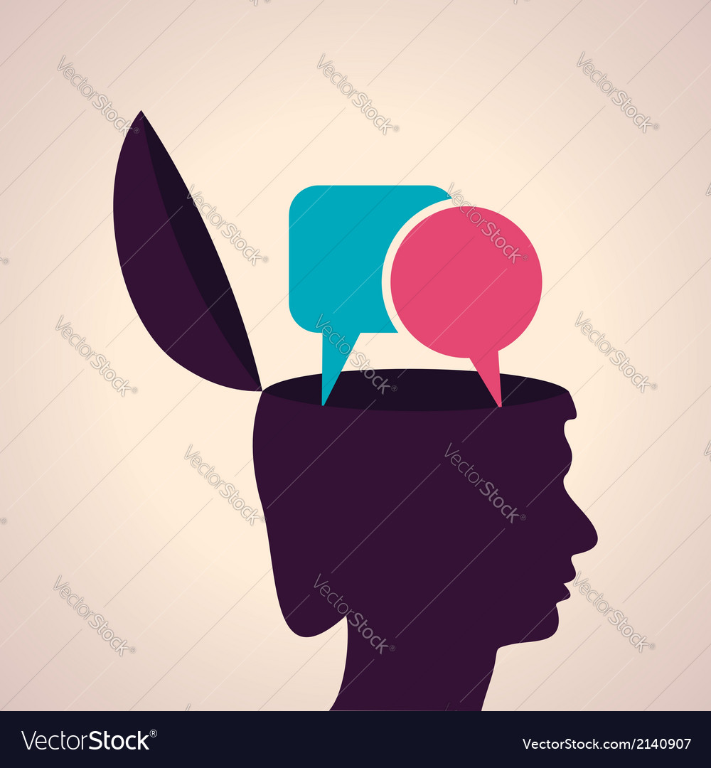 Thinking concept-human head with message bubble Vector Image