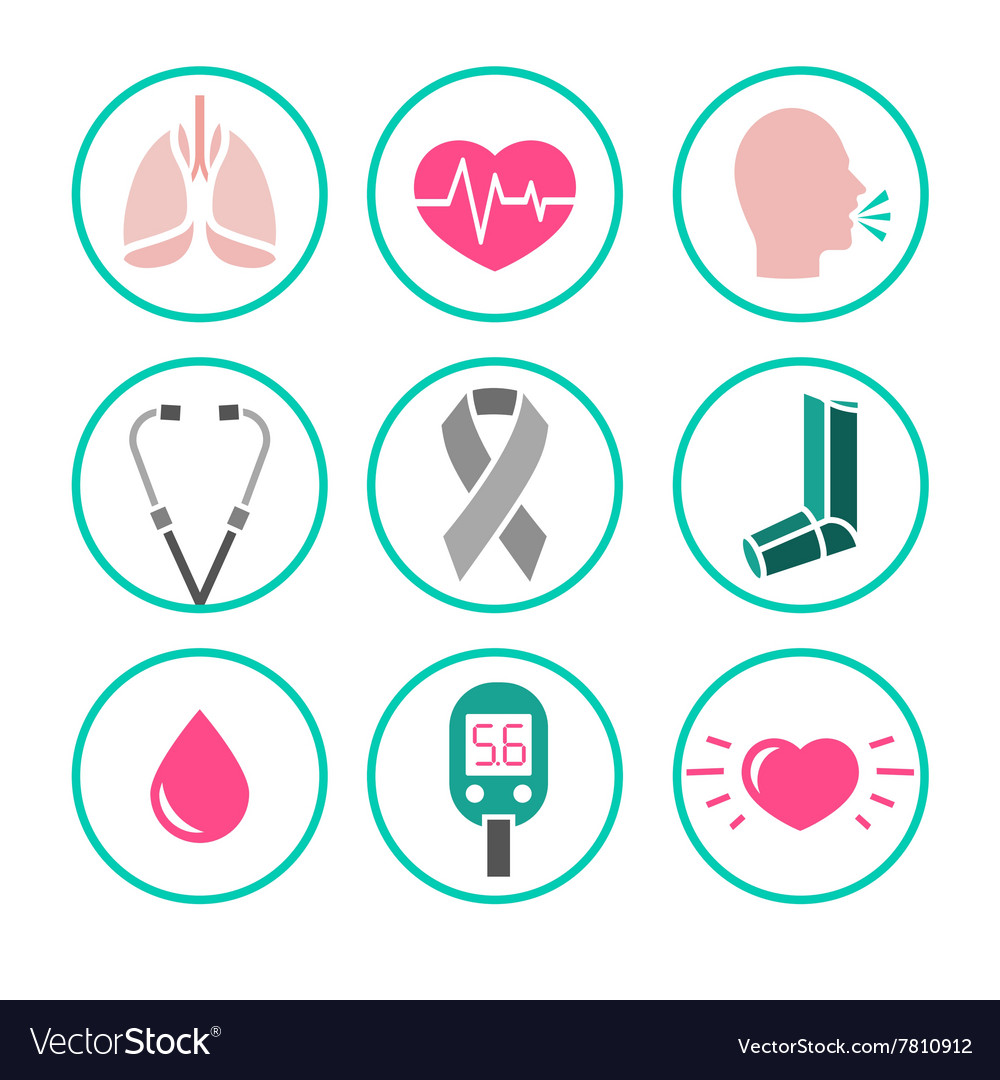 Asthma Icons Royalty Free Vector Image Vectorstock