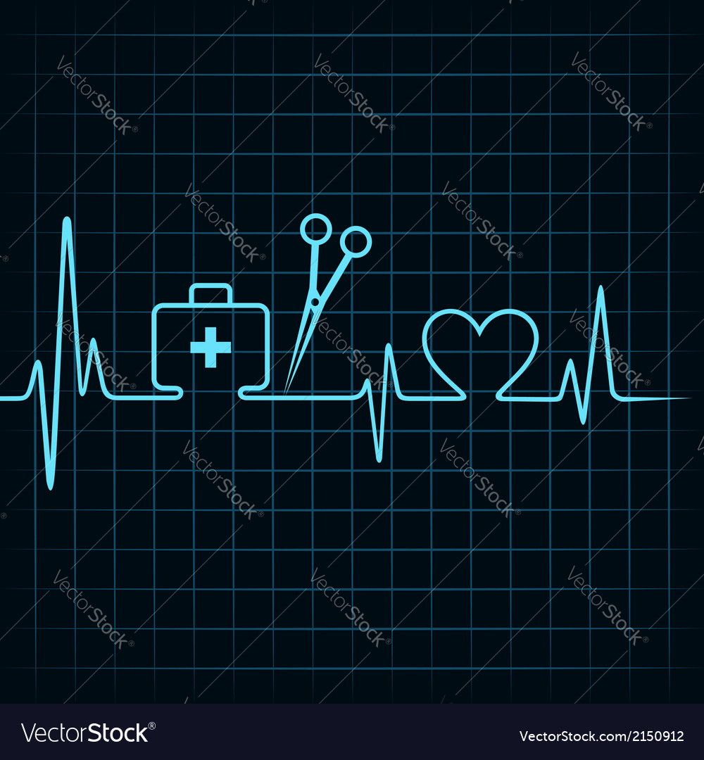 Heartbeat make a first aid boxscissor and heart Vector Image