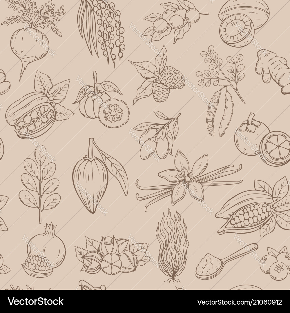 Superfood seamless pattern Royalty Free Vector Image