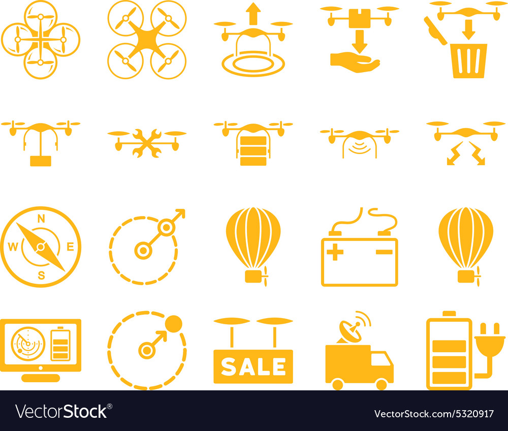 Air drone and quadcopter tool icons Royalty Free Vector