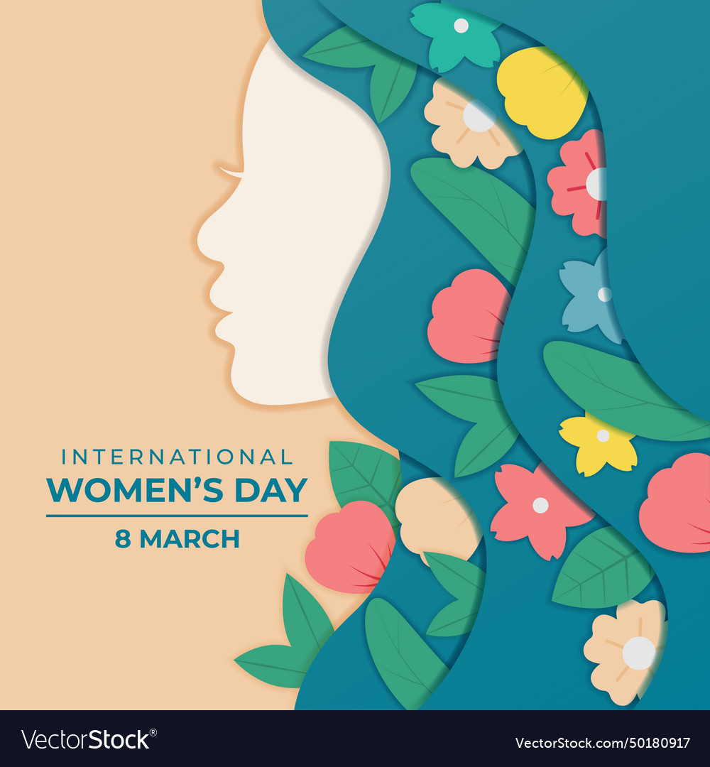 International womens day with paper cut style Vector Image