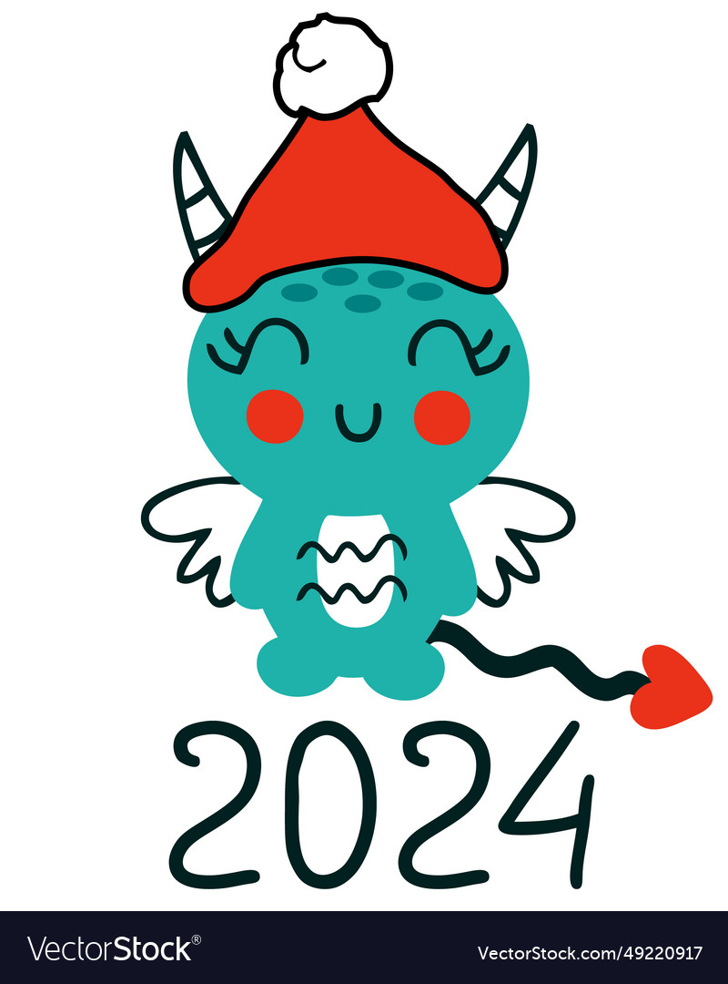 New year 2024 card template with happy dragon Vector Image