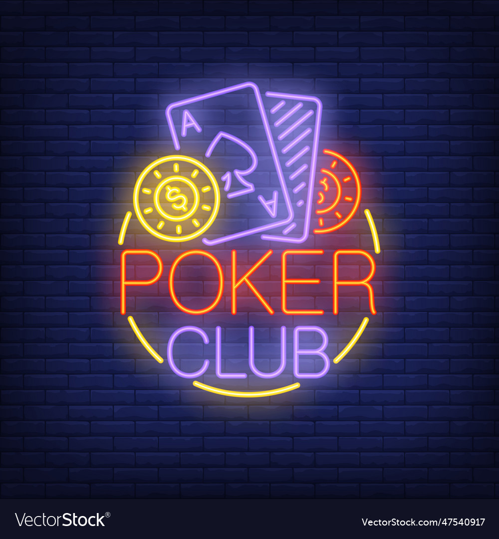 Poker club neon sign Royalty Free Vector Image