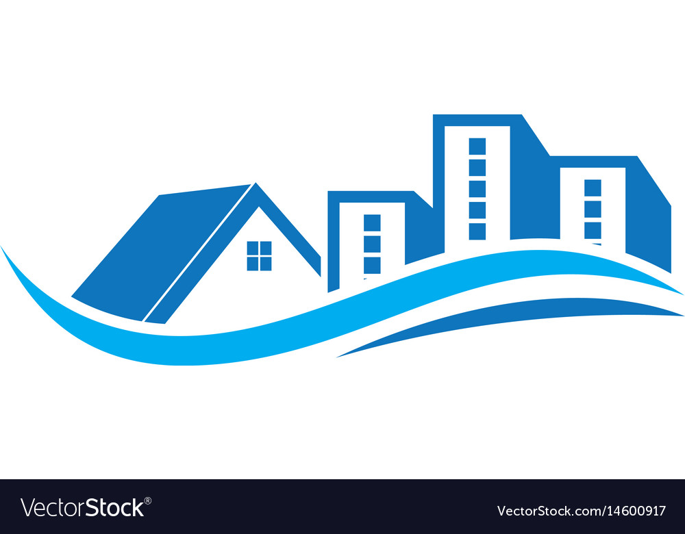 real estate with swirl logo design template vector image