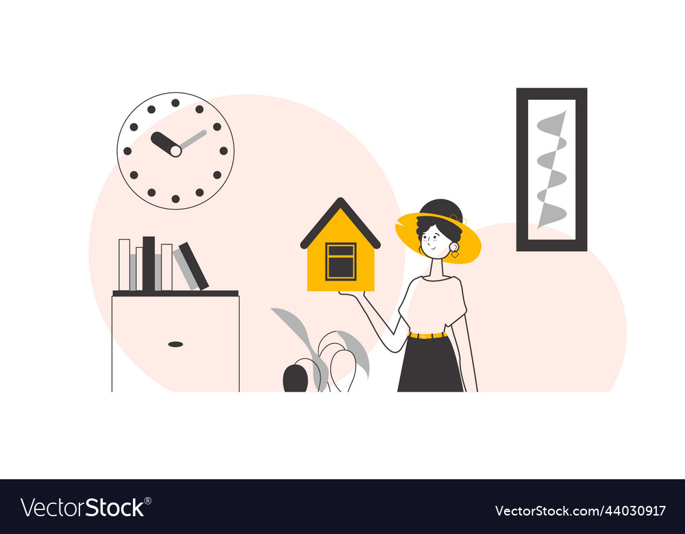 Realtor Girl Linear Trendy Style Royalty Free Vector Image