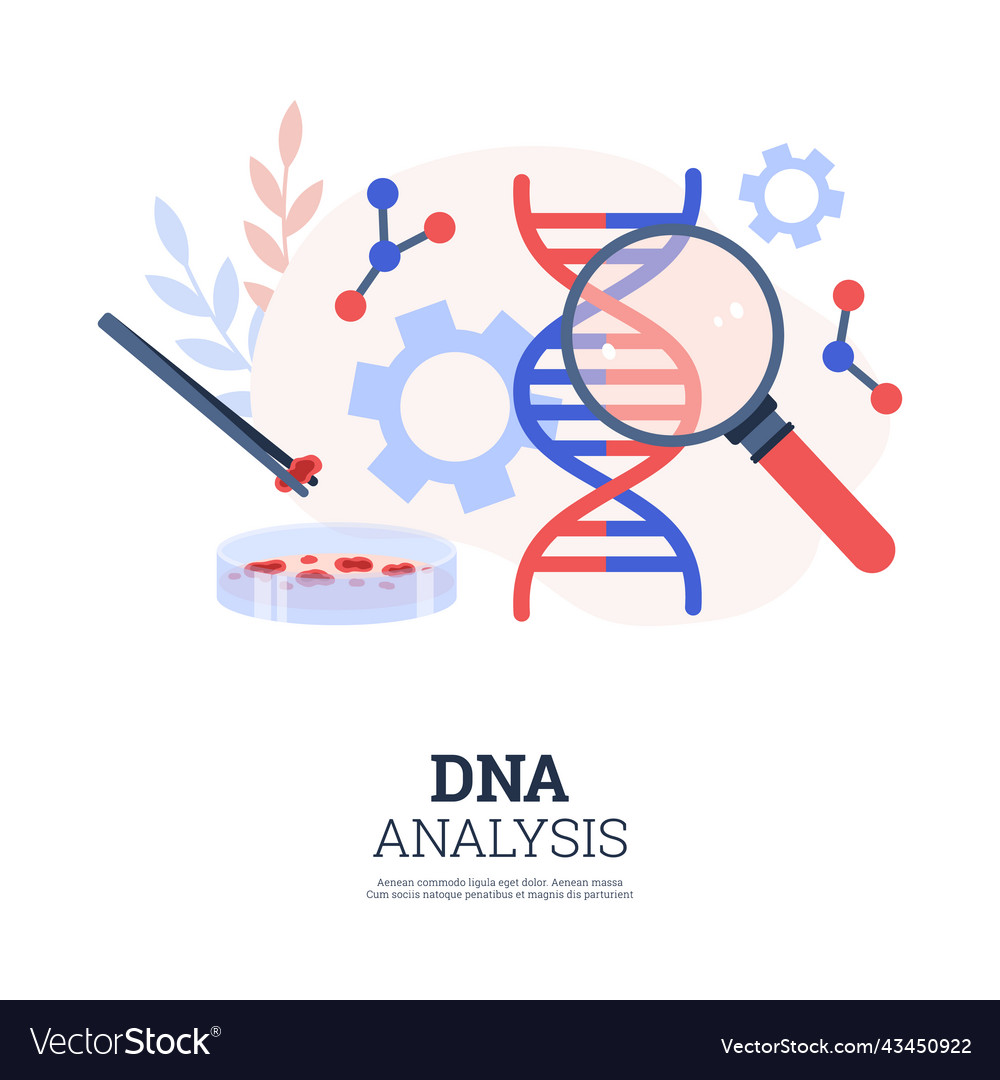 Banner about dna analysis flat style Royalty Free Vector