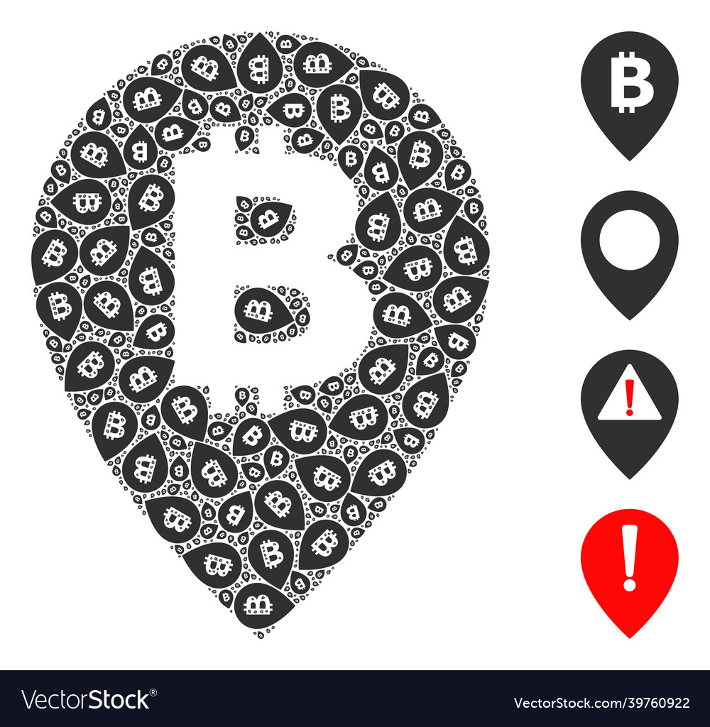 Bitcoin map pointer icon recursive composition Vector Image