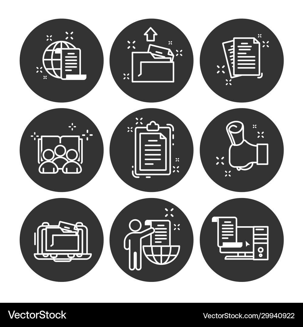 Set documents thin line icons Royalty Free Vector Image