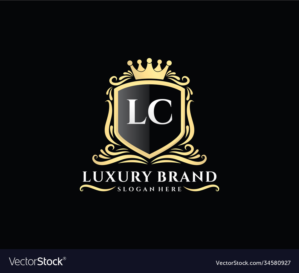 Lc initial letter gold calligraphic feminine Vector Image