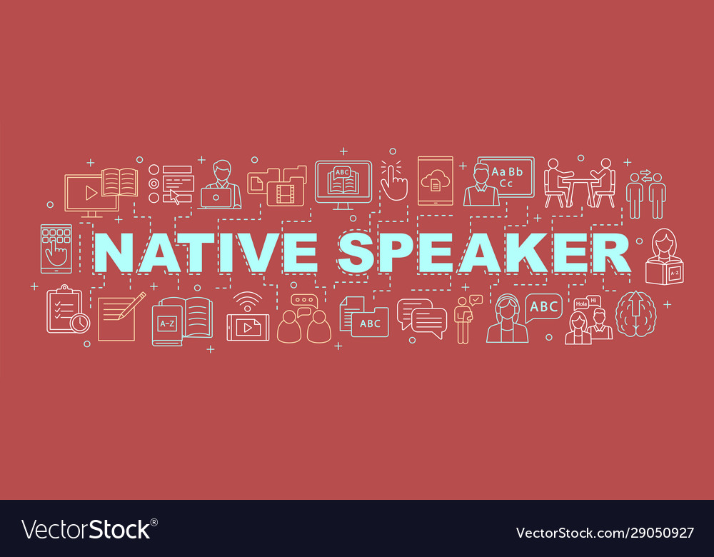 Lesson with native speaker word concepts banner Vector Image