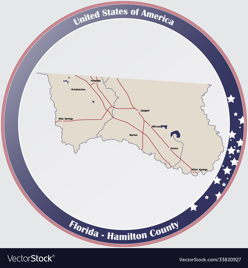 Map hamilton county in florida Royalty Free Vector Image