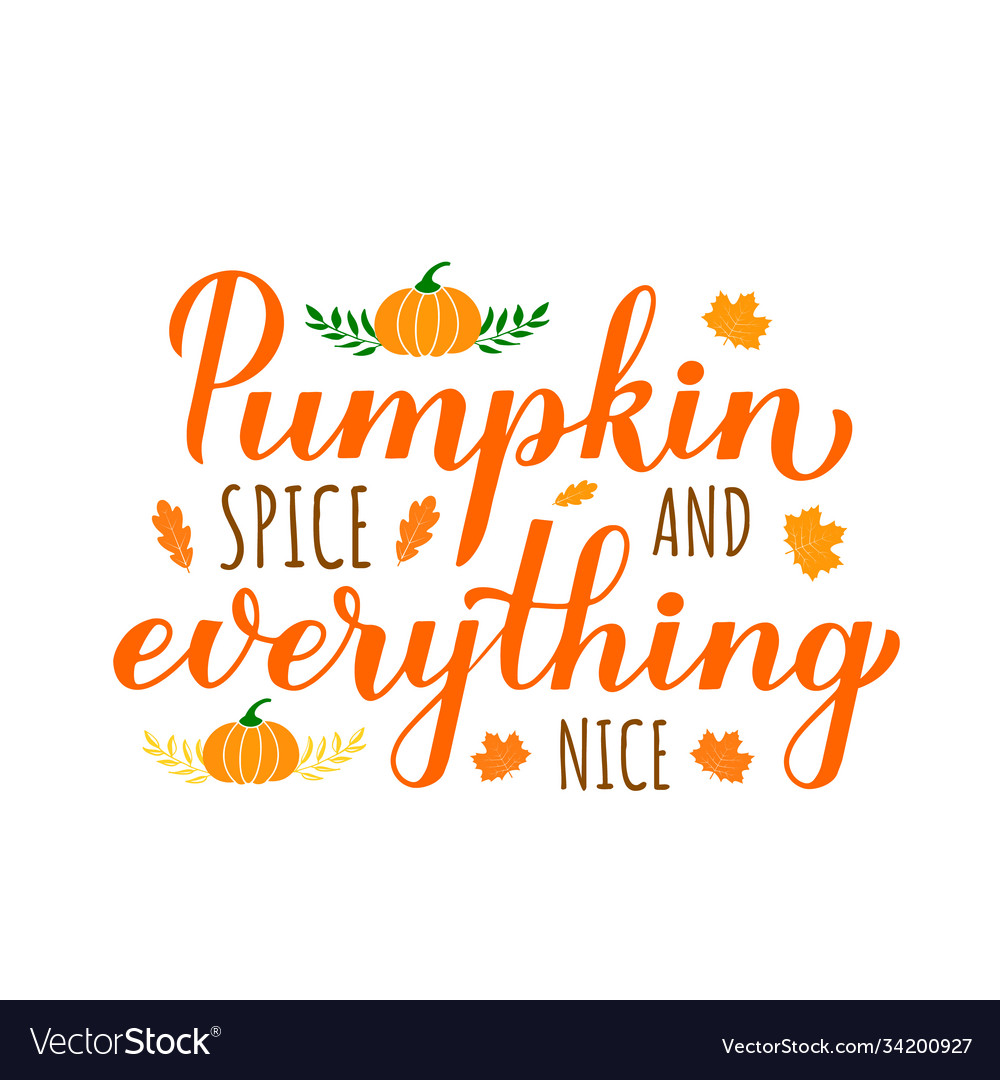 Pumpkin spice and everything nice calligraphy Vector Image