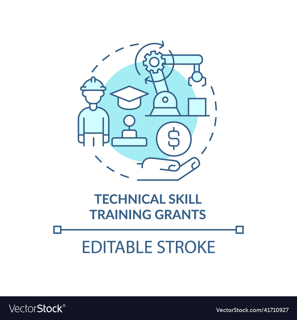 Technical skill training grants turquoise concept Vector Image