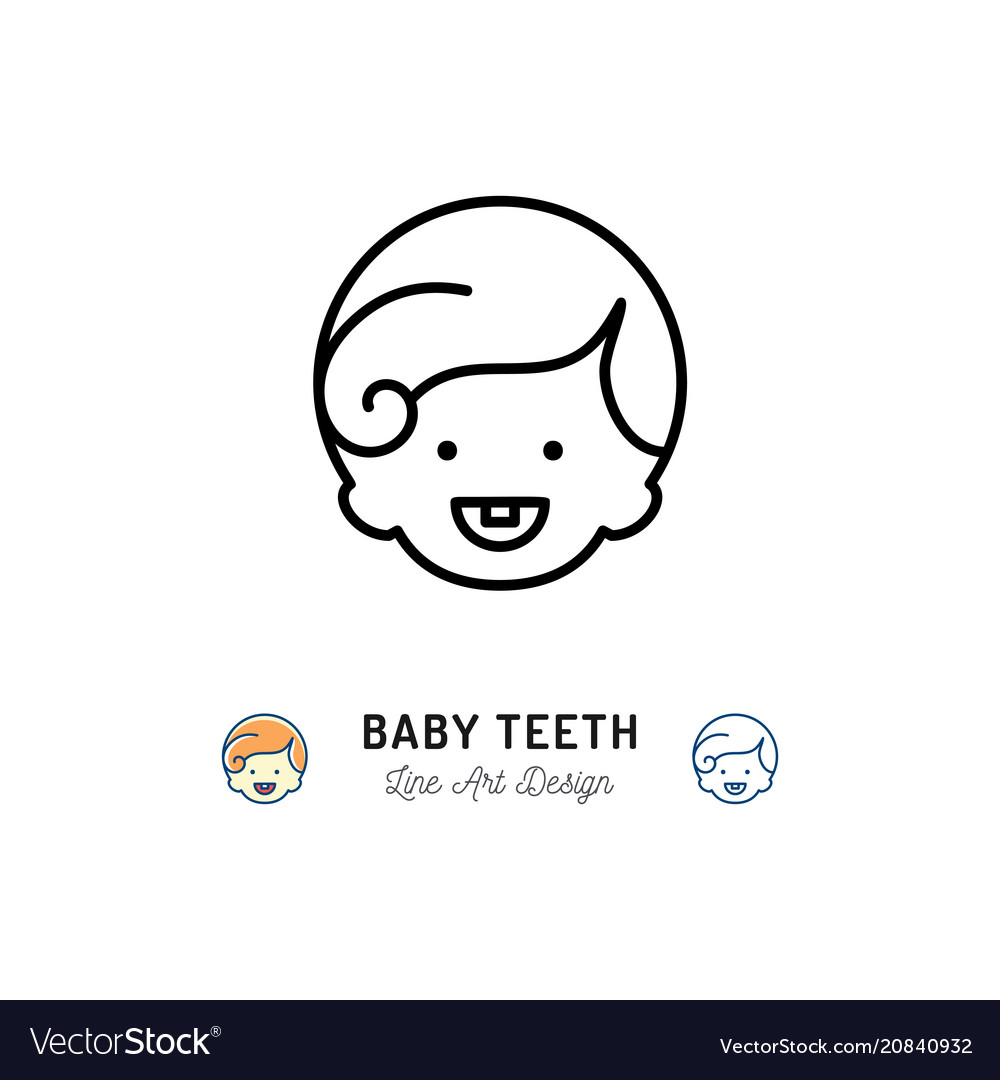 Baby teeth icon little boys with first tooth vector image Baby teeth icon little boys with first tooth