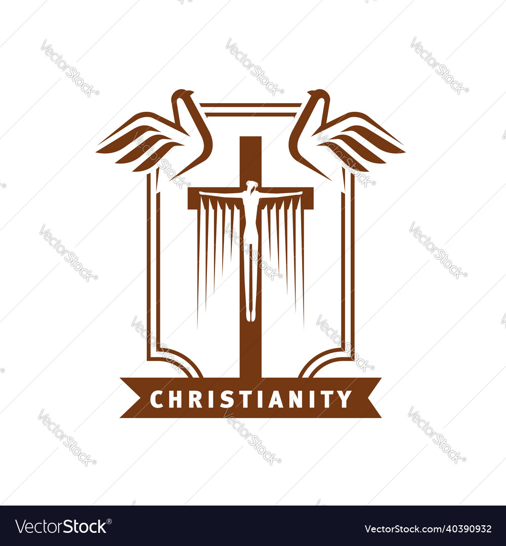 Christian confession church icon with crucifixion Vector Image