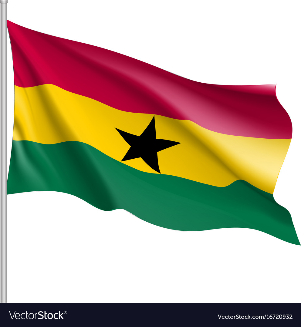 Ghana realistic flag Royalty Free Vector Image