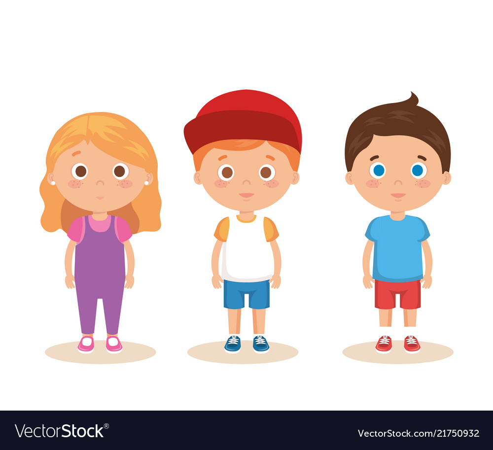 Group of little kids characters Royalty Free Vector Image