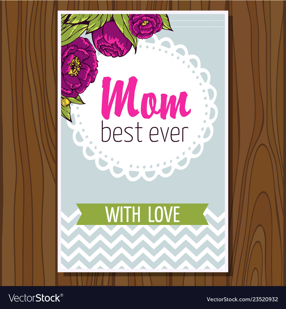 Happy Mothers Day Layout Design With Flowers Vector Image