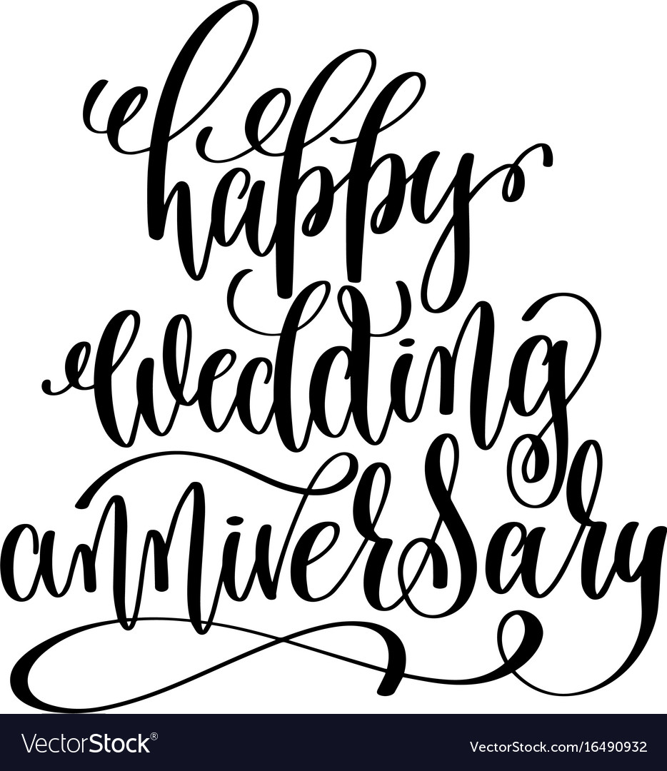 Download Happy wedding anniversary - black and white hand Vector Image