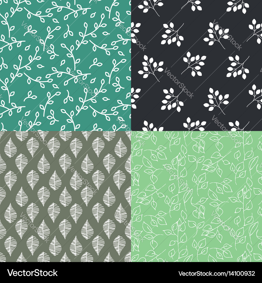 Leaves seamless pattern set Royalty Free Vector Image