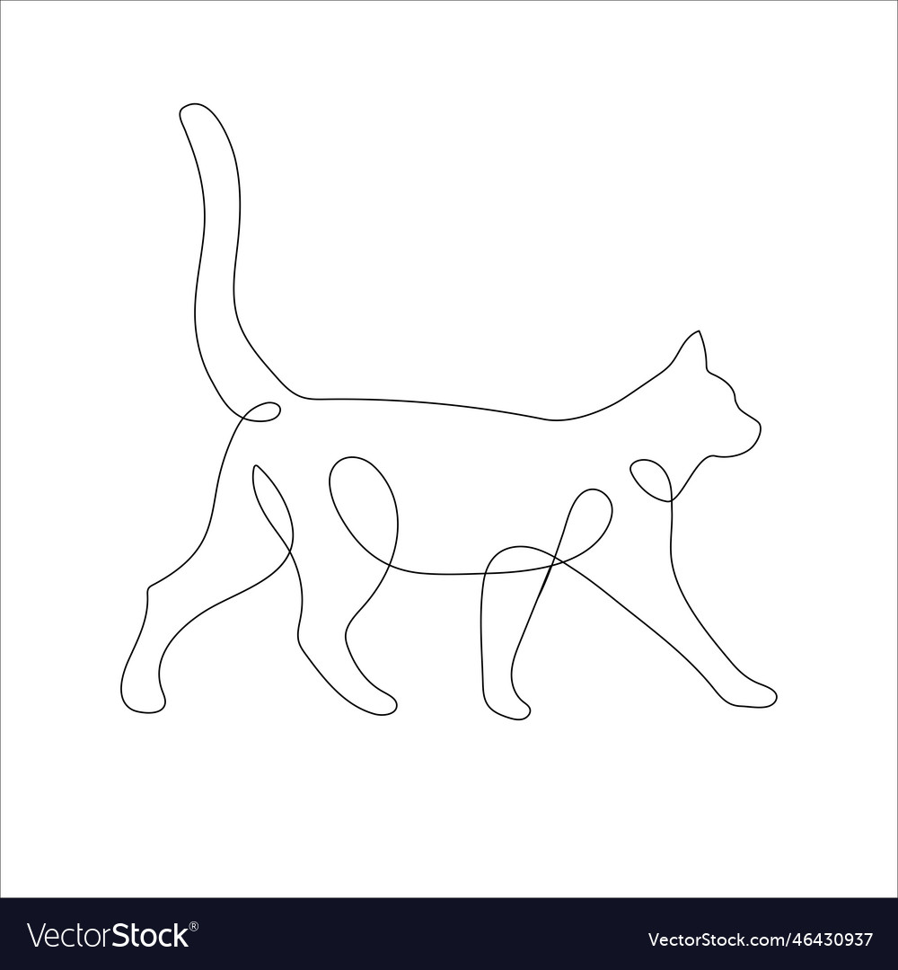 Cat one line drawing art Royalty Free Vector Image