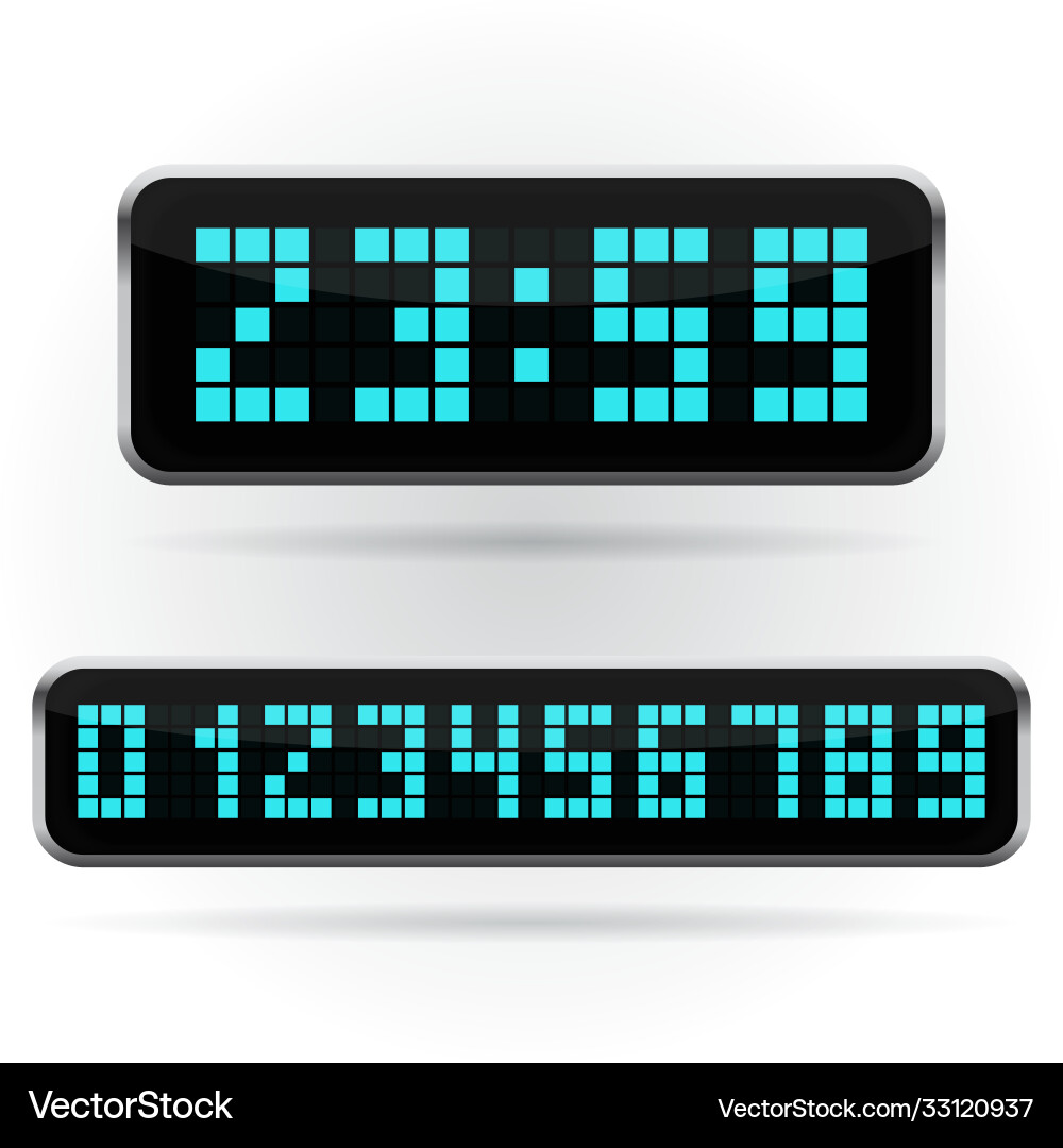 Digital clock and numbers set electronic alarm Vector Image