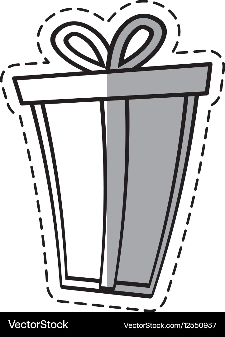 Gift box ribbon package decor linea shadow Vector Image