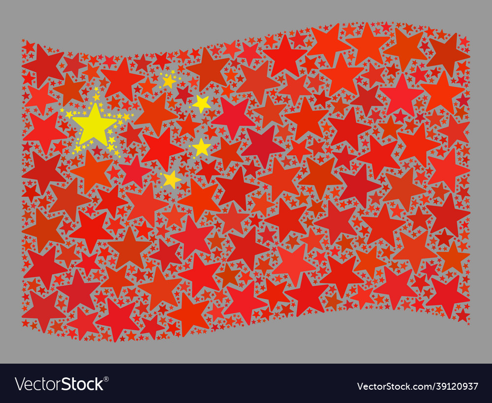 Waving star china flag - collage of stars Vector Image