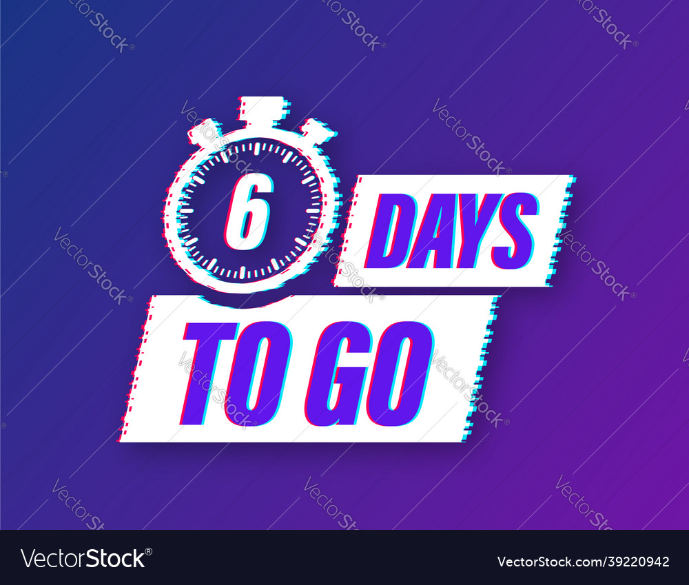 6 days to go glitch style icon Royalty Free Vector Image