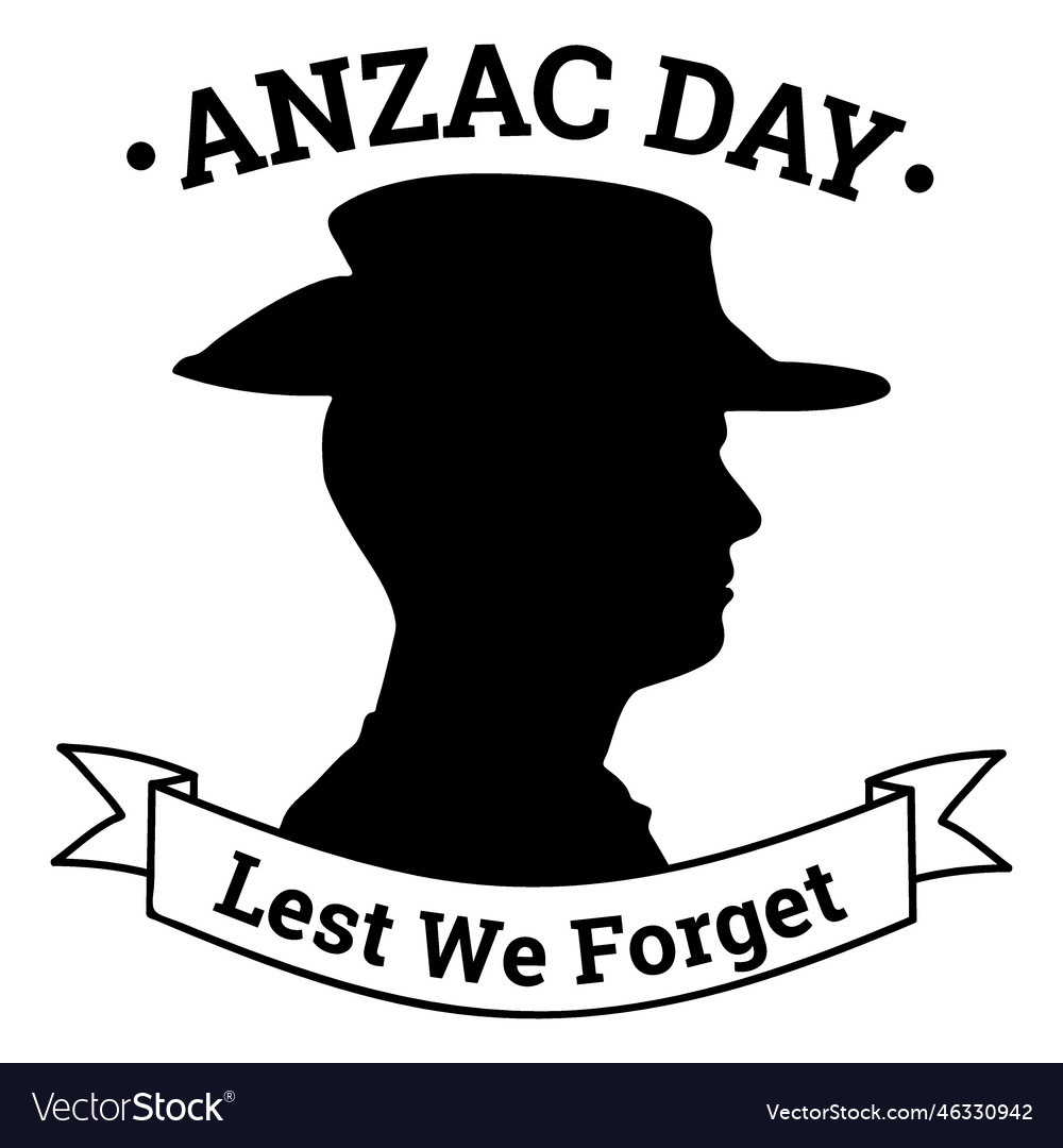 Anzac day man silhouette badge Royalty Free Vector Image