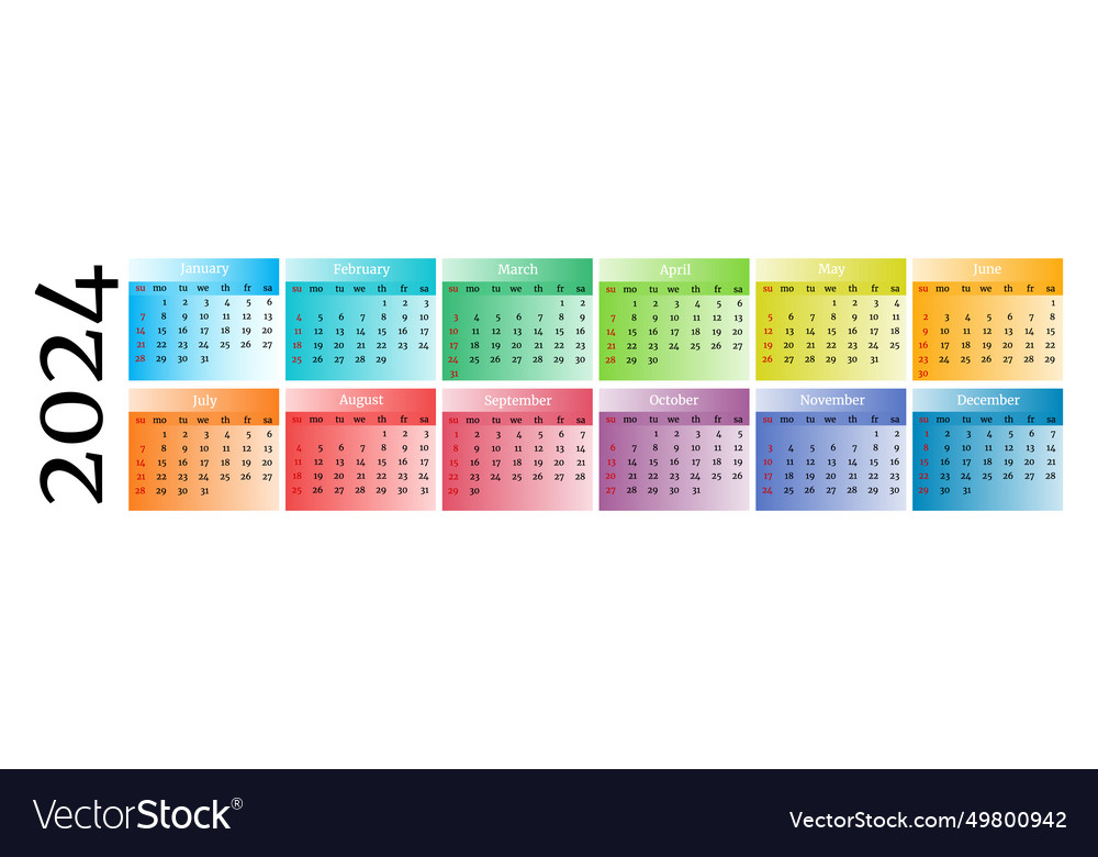 Calendar for 2024 isolated on a white background vector image