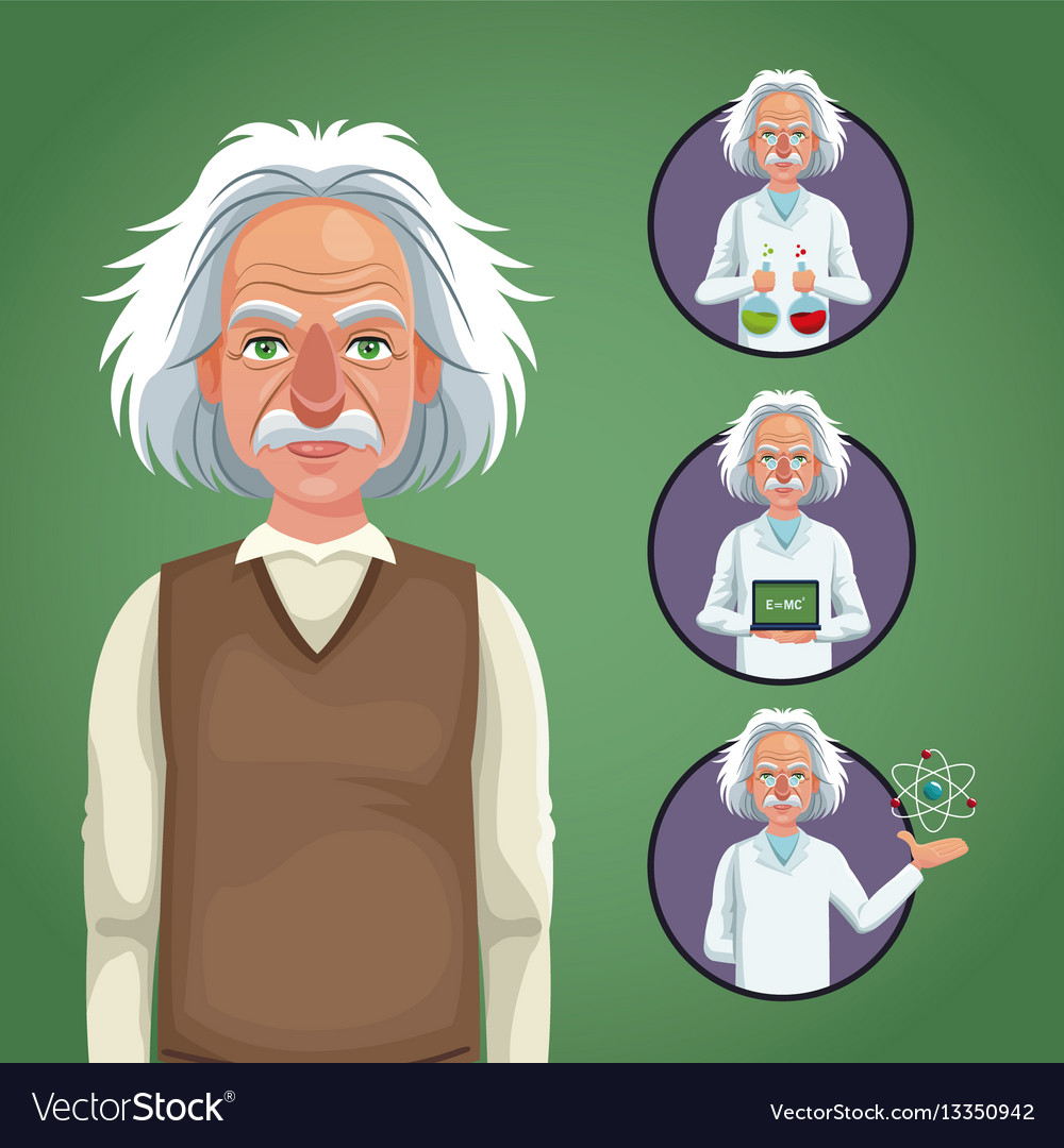 Character scientist physical icons circle Vector Image