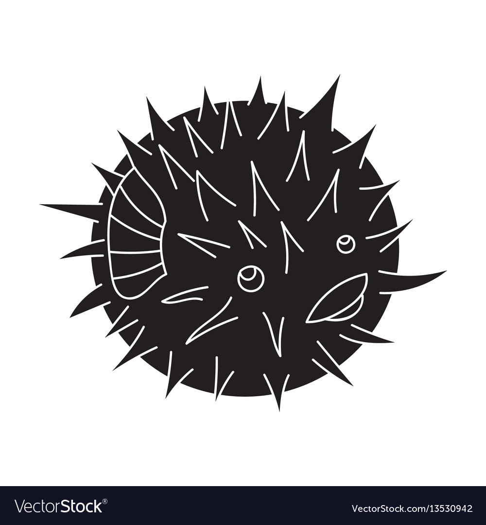 Porcupine fish icon in black style isolated Vector Image