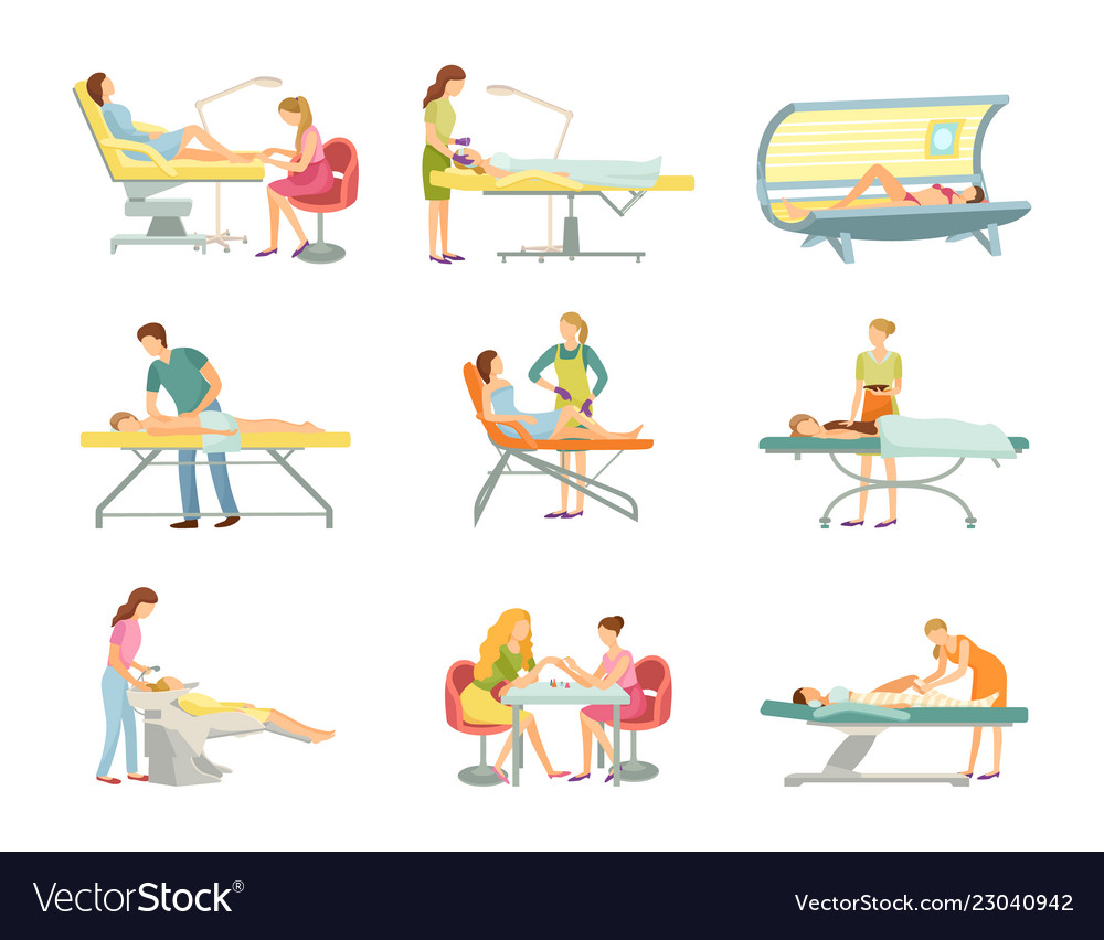 Procedures in spa and beauty salon isolated Vector Image