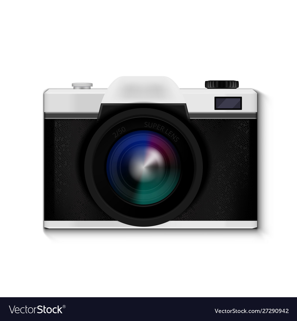 Retro film photo camera isolated on white Vector Image