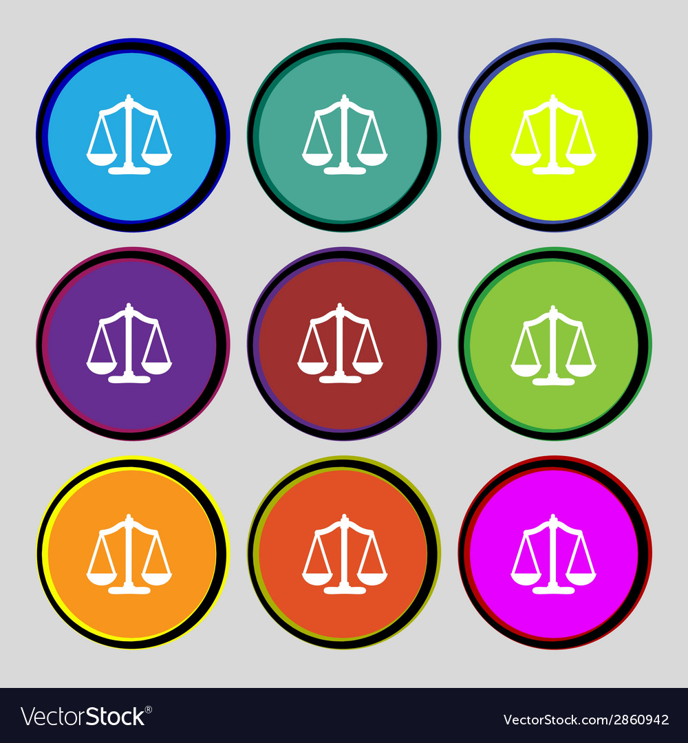 Scales of justice sign icon court law symbol set Vector Image