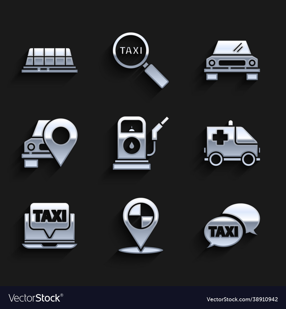 Set petrol or gas station map pointer with taxi Vector Image