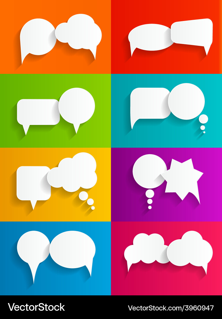 Flat speech bubbles with long shadows Royalty Free Vector